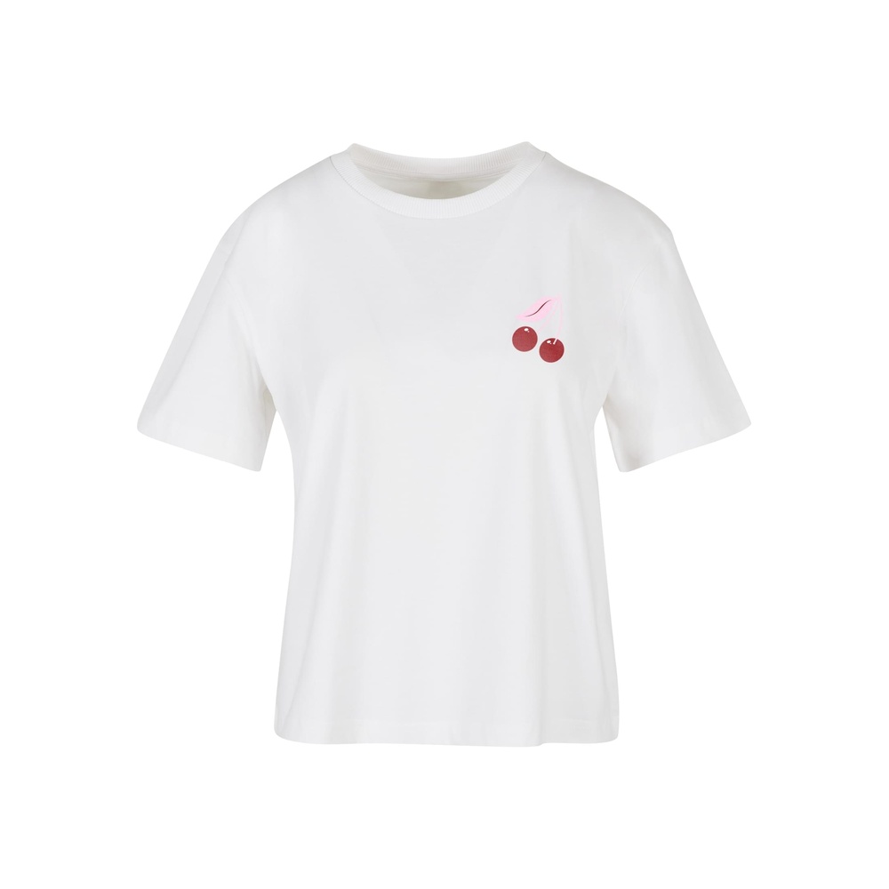 Miss Tee - Sweet Cherie Stamp Dames Tshirt - Wit